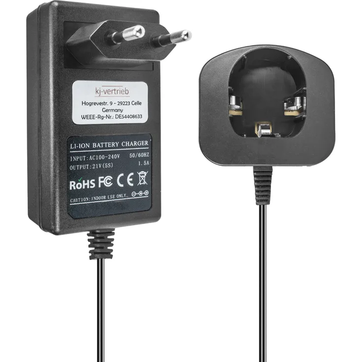 Ladegerät kompatibel mit Ryobi Li-Ion Werkzeug-Akkus BPL-1815, BPL-1820G, P102, P103, P104, P107 - 21V 1.5A
