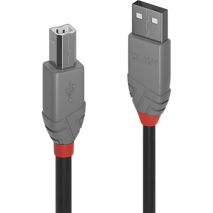 Lindy Anthra Line - USB-Kabel - USB (M) bis USB Typ B (M) - USB2.0 - 1,0m - rund - Schwarz (36672) - Preisvergleich