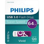 Philips Vivid 3.0 USB Stick 64GB High Speed Design Speicherstick 64 GB Lesen: 120MB-s, Schreiben: 20MB-s