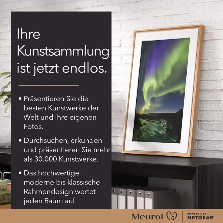MEURAL Canvas II MC321LW Smart Art Digitale HD-Leinwand 41 x 61 cm (Heller Holzrahmen, 21,5 Zoll, Gemälde und Fotografien werden in naturgetreuen Details wiedergegegeben, WLAN mit App, von Netgear) – Bild 2