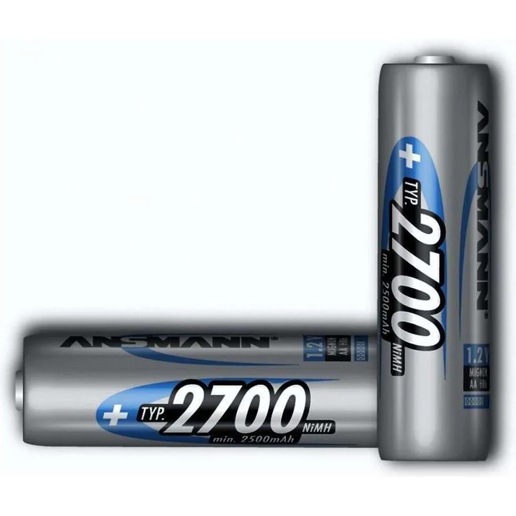 ANSMANN Akku AA 2700mAh NiMH 1,2V - Mignon AA Batterien wiederaufladbar, mit hoher Kapazität ideal für hohen Strombedarf wie Kamera, Foto-Blitz, Taschenlampe, Controller (2 Stück) – Bild 1