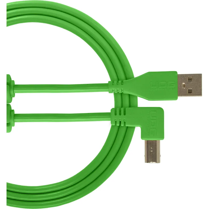 UDG Kabel USB 2.0 (A-B) abgewinkelt, Grün, 1 m Audio optimiertes UDG Ultimate Audiokabel für DJs und Produzenten zur Maximierung ihrer Leistung