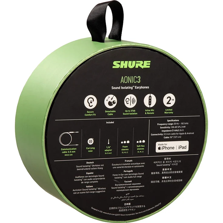 Shure AONIC 3 In-Ear Kopfhörer, mit Mikrofon, Noise Cancelling, schwarz – Bild 9