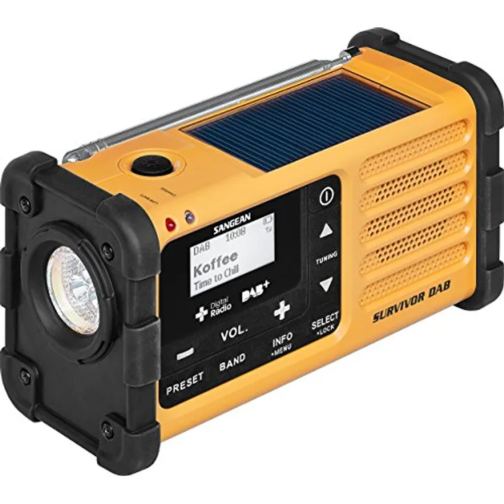 Sangean MMR-88 Survivor M8 Radio, Tragbares Notfall radio mit Notsummer und LED Taschenlampe - Schwarz-Gelb
