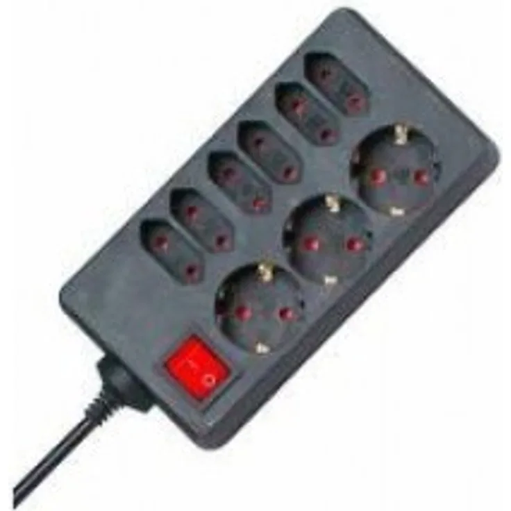 Kopp 129805005 3+6-fach Steckdosenleiste mit beleuchtetem Schalter Standard, schwarz