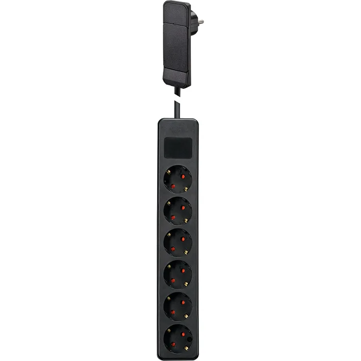 Flachstecker SmartPlug mit ca. 1,5 m Zuleitung und 6-fach Tischsteckdose, schwarz