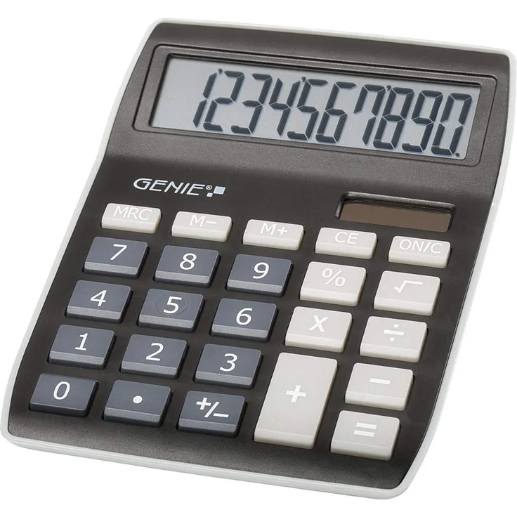 Genie 840 BK 10-stelliger Tischrechner, Dual-Power (Solar und Batterie), kompaktes Design, schwarz – Bild 1