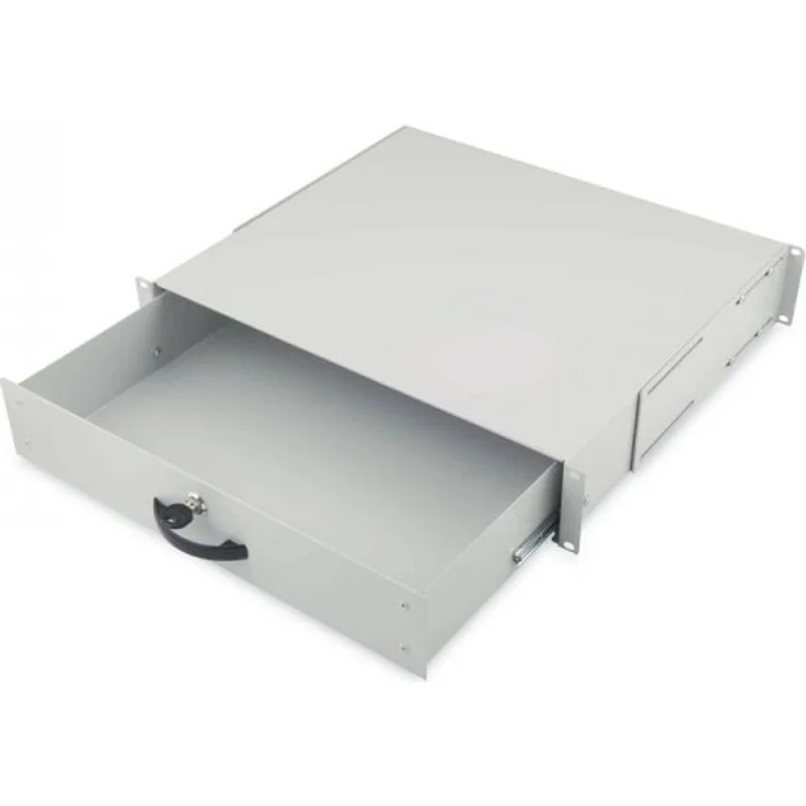 DIGITUS Professional 2HE Dokumentenablage, 19'' (485mm), abschließbar, Grau – Bild 1