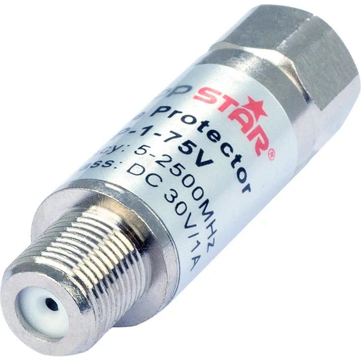 Poppstar 1008797 1x SAT Antenne Überspannungsschutz (Schutzadapter F-Stecker auf F-Buchse), Blitzschutz für Koaxialkabel silber