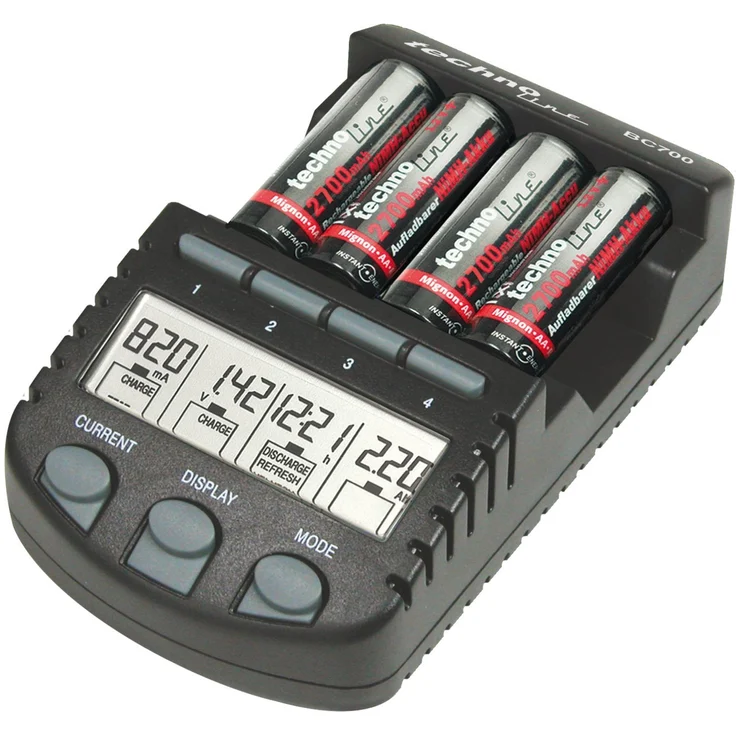 Technoline BC 700 Set Akku-Ladegerät (mit 4x 2100 mAh AA Varta Akku) schwarz – Bild 1