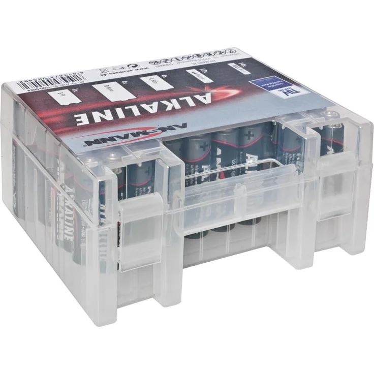 ANSMANN Alkaline Batterie Box 1.5V - Longlife Alkalibatterien - Sparpaket in einer robusten Vorratsbox inkl. 14x Micro AAA 12x Mignon AA 4x Baby C 4x Mono D 1x E-Block 9V - 35 Stück