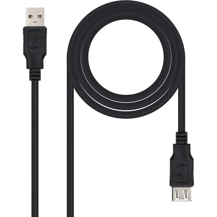 Nanocable 10.01.0202-BK - USB 2.0 Verlängerungskabel, Typ A-M-A-H, männlich-weiblich, schwarz, 1.0 mts