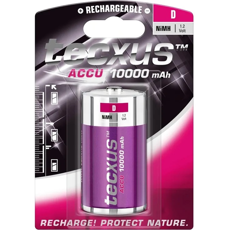 tecxus Mono D Batterie NiMH 10000 mAh 1.2 V 1er Pack