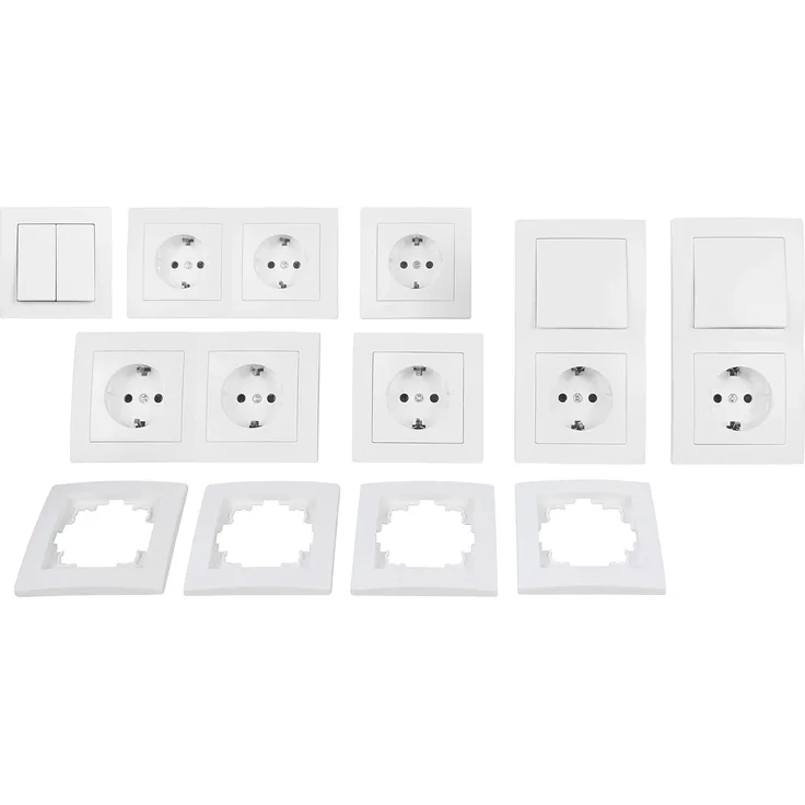 MC POWER - FLAIR - Wand Steckdosen und Schalter Set mit Kindersicherung | Standard plus | 21-teilig | weiß, matt