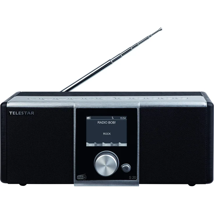 TELESTAR S 20 Digitalradio (Stereo, DAB+-DAB-UKW, Farbdisplay, Direktwahltasten, Wecker, Favoritenspeicher) Silber-schwarz