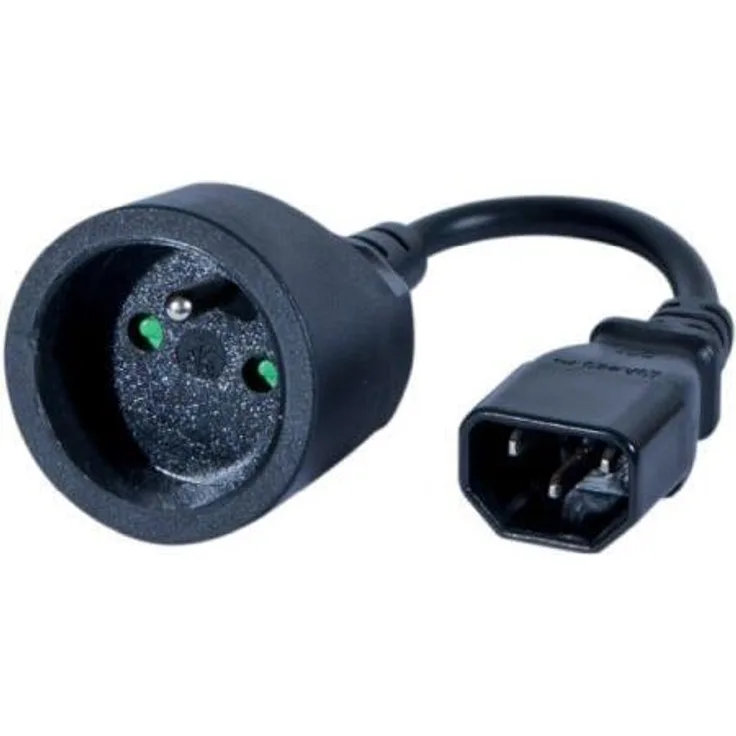 EXERTIS CONNECT Netzspannungsadapter Kaltgerätestecker C14 auf französische Kupplung E7-5- Kaltger