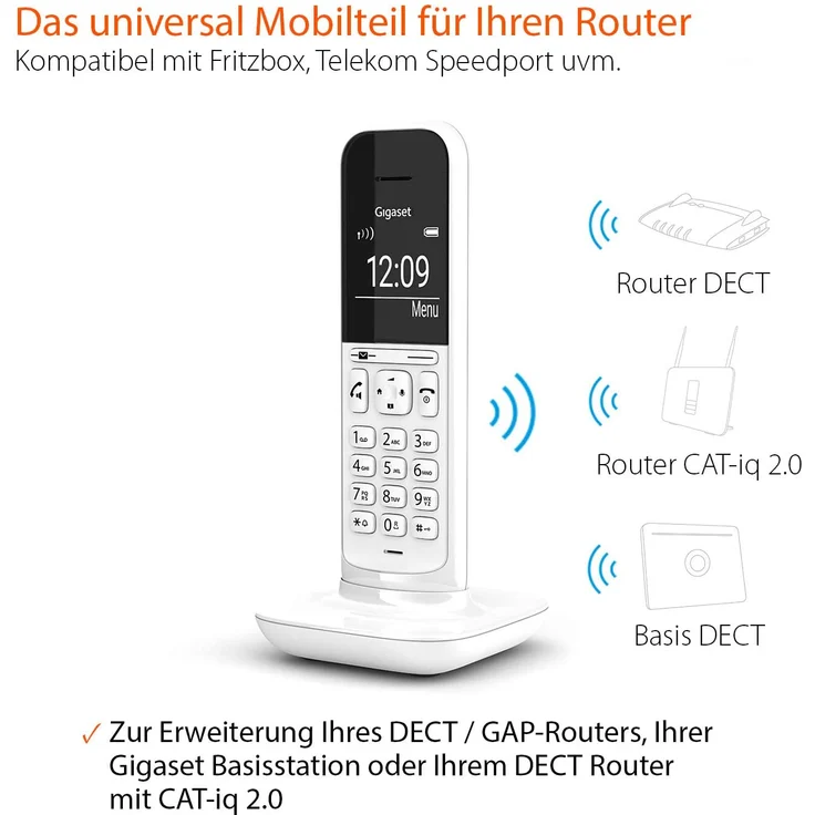 Gigaset CL390HX Universal Mobilteil, Design Telefon, geeignet für FRITZ!Box und HD Voice Freisprechfunktion, schnurloses DECT Telefon mit großem Grafik Display, Lucent White, VoIP-Telefon, weiß – Bild 2