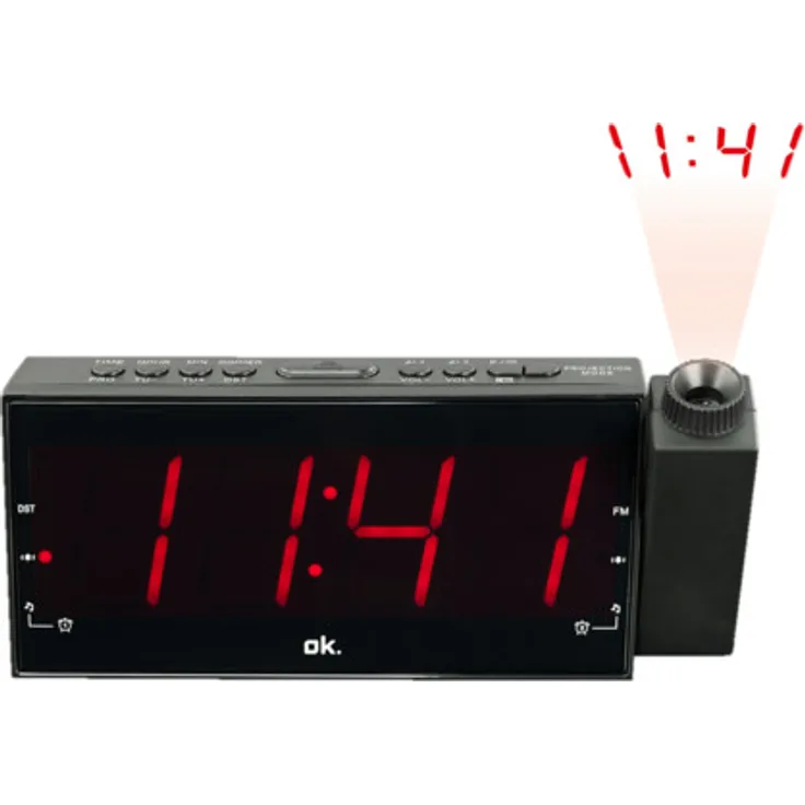 OK. OCR 161-PR Projektionswecker mit Wecker, LED-Anzeige, schwarz
