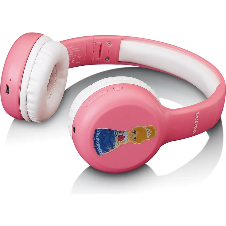 Lenco HPB-110PK - faltbarer Bluetooth Kopfhörer mit Lautstärkebegrenzung für Kinder, inkl. Sticker, pink – Bild 6