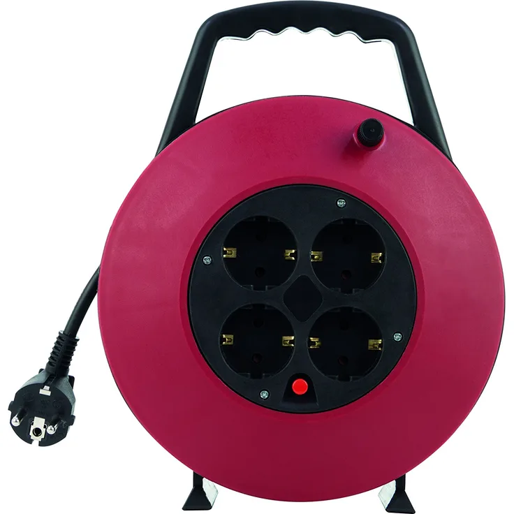 Kabelbox 4-fach 10m 3G1,5 schwarz-rot