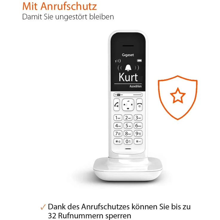 Gigaset CL390HX Universal Mobilteil, Design Telefon, geeignet für FRITZ!Box und HD Voice Freisprechfunktion, schnurloses DECT Telefon mit großem Grafik Display, Lucent White, VoIP-Telefon, weiß – Bild 4
