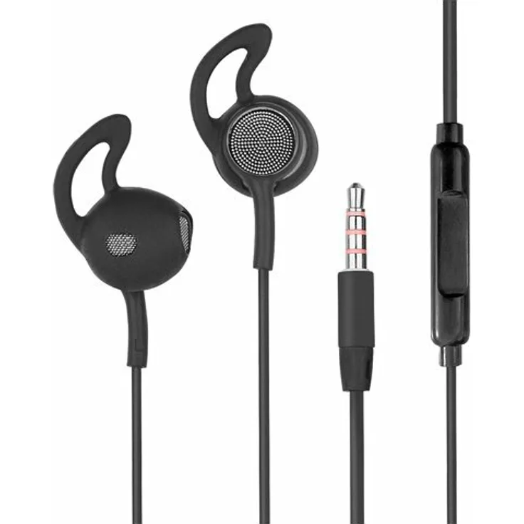 Fontastic L180 In-Ear-Kopfhörer mit langem Kabel und Mikrofon, schwarz