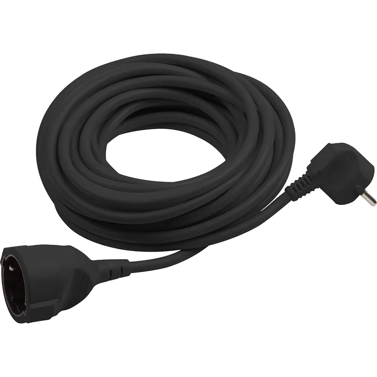 Meister Schutzkontakt-Verlängerung - 2 m Kabel - schwarz - Kunststoffleitung - IP20 Innenbereich - Kupplung mit Berührungsschutz - Schuko-Verlängerung - 7432220