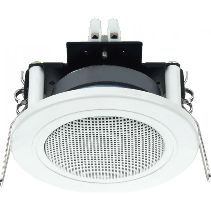 MONACOR SPE-82-WS kleiner Einbau-Lautsprecher mit einer Nennbelastbarkeit von 6 Watt für Sprache und Hintergrundmusik geeignet, Decken- und Wandlautsprecher mit einer Impedanz von 4 Ohm, in Weiß Einbau-Lautsprecher - 6 Watt - grau