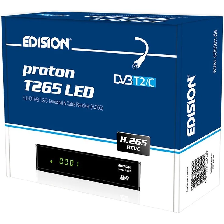 Edision proton T265 LED DVB-T2 HD H.265 HEVC Full HD Hybrid FTA Receiver HDTV DVB-T2/DVB-C DISPLAY HDMI SCART S/PDIF USB 2.0 – Bild 4