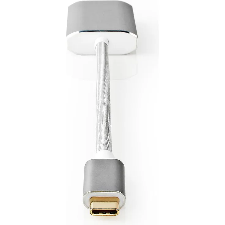 Nedis USB-Adapter | USB 3.2 Gen 1 | USB-C Stecker | Mini DisplayPort | 0.20 m | rund | Vergoldet | Geflochten - Nylon | Silber | Verpackung mit Sichtfenster