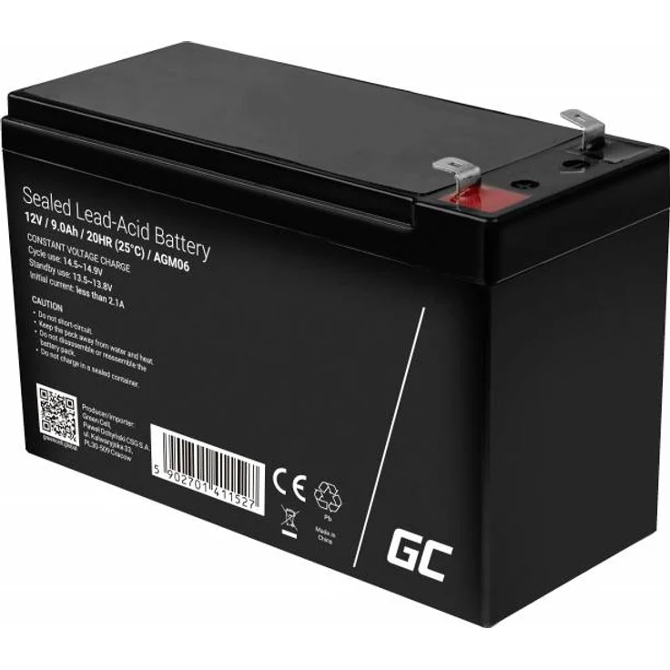 Green Cell AGM06 VRLA 12 V 9 Ah AGM (W x H x D) 151 x 95 x 65 mm 6.35 mm blade terminal High number of charge cycles