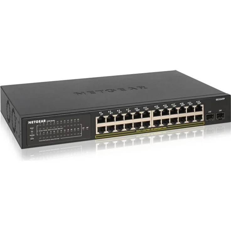 NETGEAR GS324TP 24-Port Gigabit Ethernet LAN PoE Switch Smart Managed Pro (24x PoE+ 190W & 2x 1G-SFP, Webmanaged Switch für Desktop--Rack-Montage, VLAN, IGMP, QoS, mit ProSAFE Lifetime-) – Bild 1