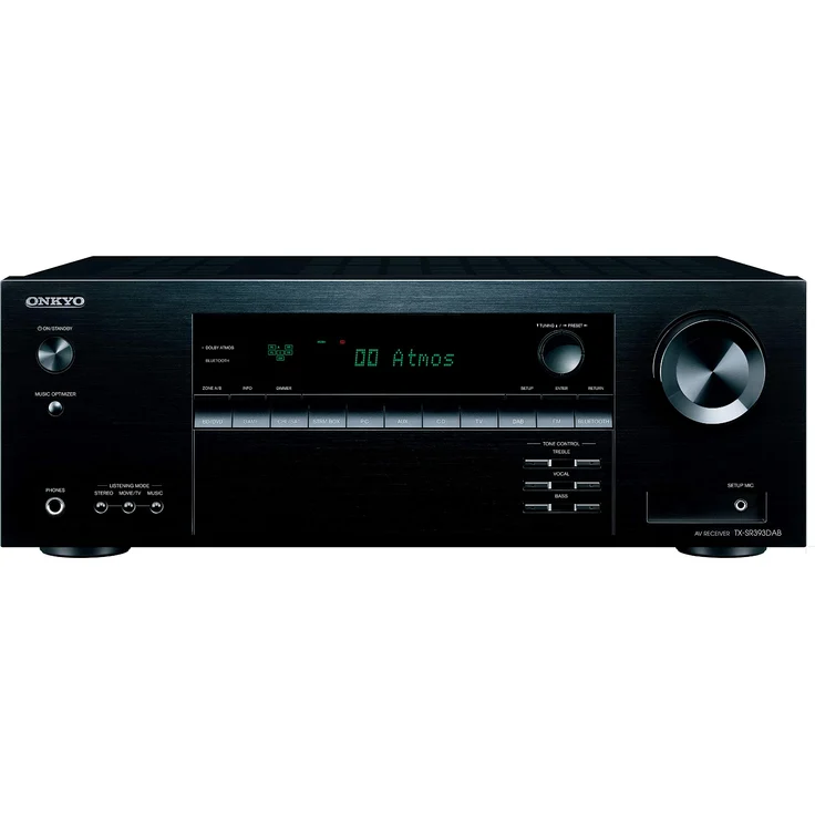 Onkyo TX-SR393DAB 5.2-Kanal AV Receiver (Bluetooth, DTS:X, Hi-Res, Dolby Atmos, DAB+), Schwarz – Bild 1