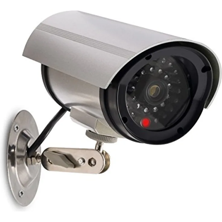 kwmobile Kamera Dummy Überwachungskamera Attrappe - Fake Camera mit rotem LED Licht - täuschend echt für Wand Decke - nötig 2xAA Batterie