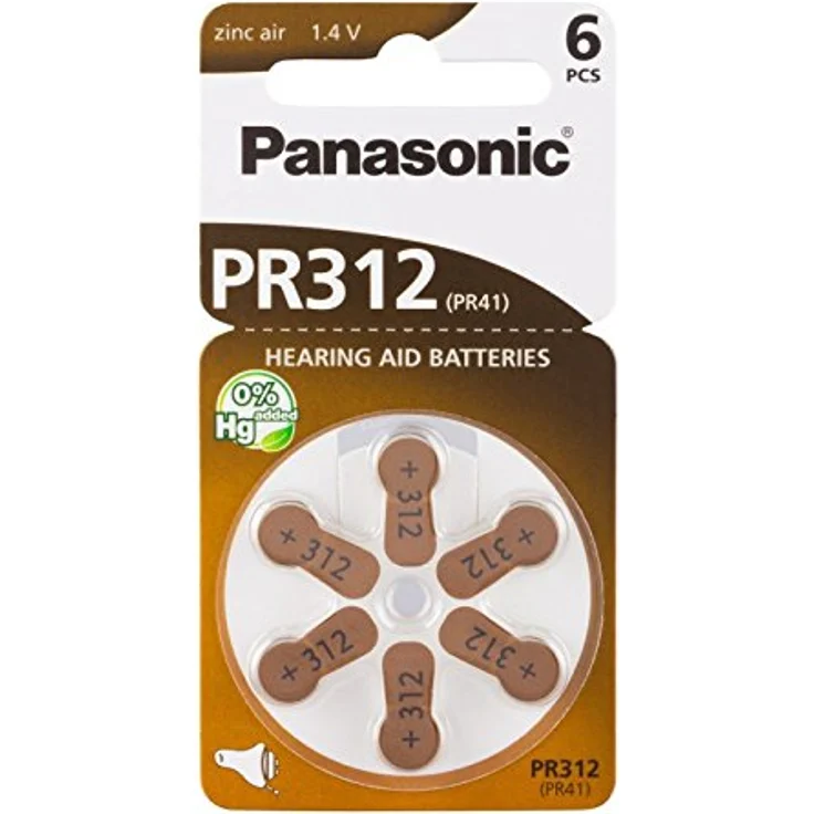 Panasonic Hörgerätebatterien PR312 (10 Blister Pack - 60 Batterien) – Bild 1