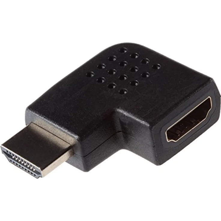 Poppstar HDMI Winkelstecker Typ A, rechtwinklig, Winkel 270 & 90 Grad, Winkeladapter, HDMI Buchse / HDMI Stecker 19 Pin, Full HD, Audio / Video, 24 Karat vergoldete Kontakte