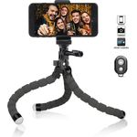 Handy Stativ Flexibel iPhone Stativ Halterung Kamera Stativ Mini Dreibeinstativ Reisestativ mit Bluetooth Fernbedienung für Iphone, Android Phones, Kameras, und GoPro
