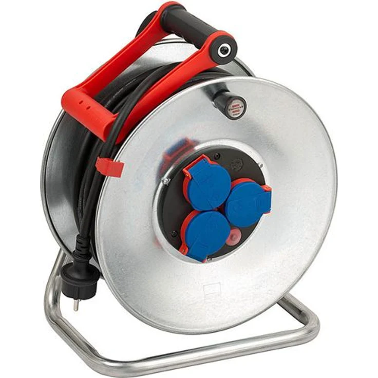 Brennenstuhl Garant S IP44 Kabeltrommel (40m Kabel in schwarz, aus Stahlblech, für den ständigen Einsatz im Außenbereich, Made in Germany) silber – Bild 1
