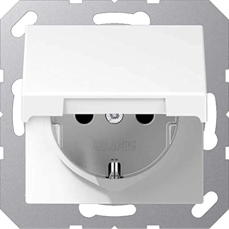 Jung A 1520 KL WW Schuko Steckdose 16 A 250 V mit Klappdeckel Serie A alpinweiß