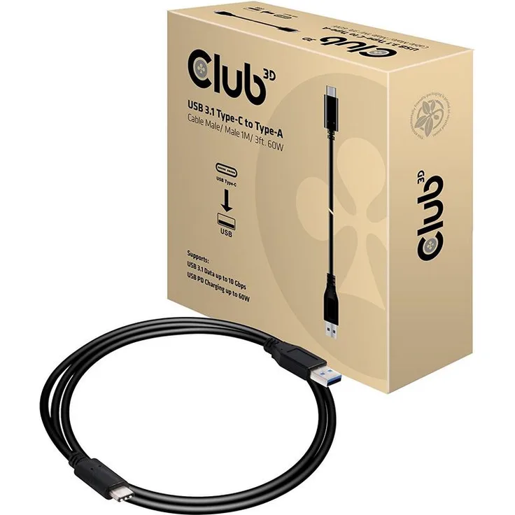 Club 3D Club3D USB 3.1 Typ C Anschlusskabel > Typ A PowerDeliv.St/St retail (CAC-1523)