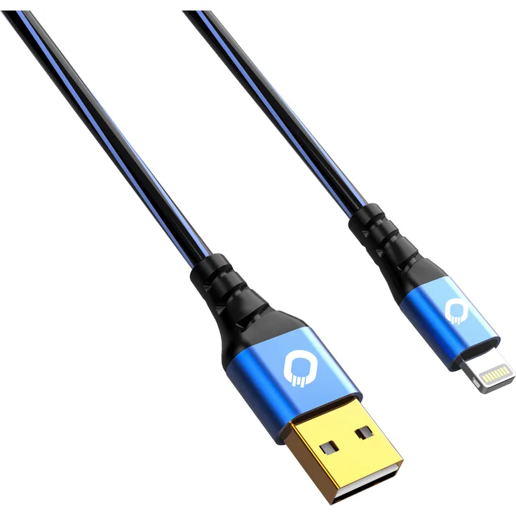 Oehlbach USB Plus LI - USB-Kabel für iPhone & iPad – USB Typ A 2.0 zu Lightning - PVC-Mantel - OFC, blau-schwarz 50cm