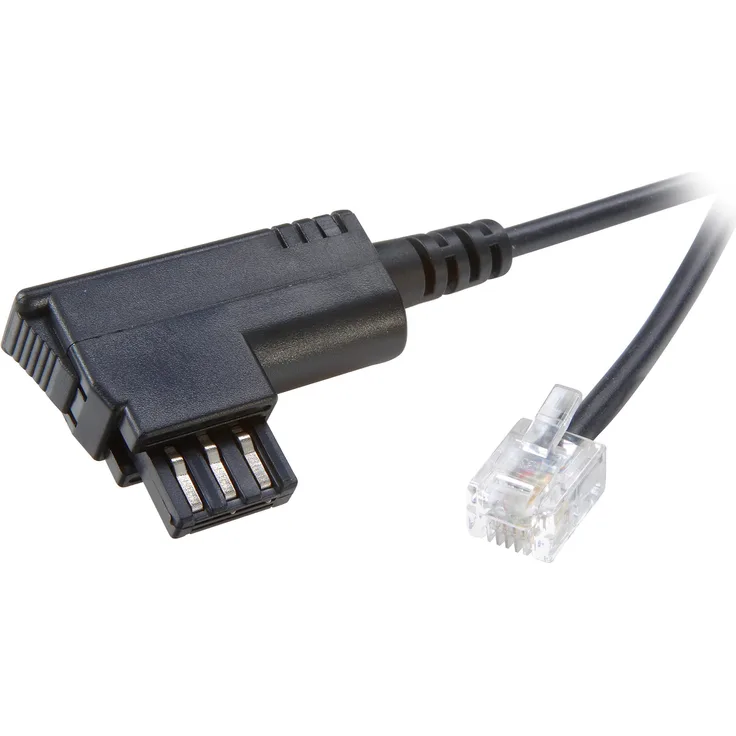 Vivanco 2 adriges Modem Anrufbeantworteranschlusskabel 10 m (TAE-N Stecker - RJ 11 Stecker) schwarz
