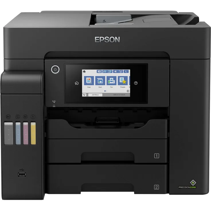 Epson EcoTank ET-5800 4-in-1 Tintenstrahl-Multifunktionsgerät (Drucker, Scanner, Kopierer, Fax) Auflösung: 1200 x 4800, USB, LAN, WLAN 802.11a/b/g/n/ac, Mobile Print, AirPrint, Wi-Fi Direct, Cloud Print (C11CJ30401)