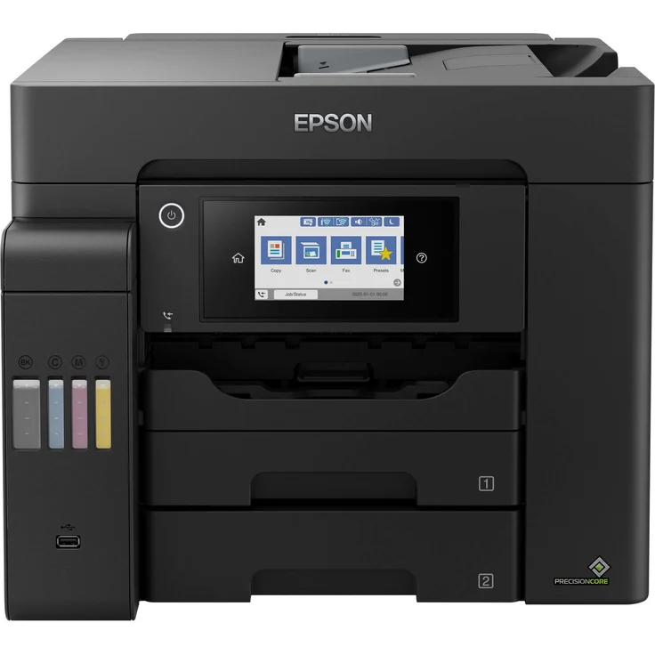 Epson EcoTank ET-5800 4-in-1 Tintenstrahl-Multifunktionsgerät (Drucker, Scanner, Kopierer, Fax) Auflösung: 1200 x 4800, USB, LAN, WLAN 802.11a/b/g/n/ac, Mobile Print, AirPrint, Wi-Fi Direct, Cloud Print (C11CJ30401) – Bild 1