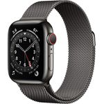 Apple Watch Series 6 Smartwatch GPS + Cellular, 40mm, Edelstahlgehäuse Graphit, Milanese Loop Graphit