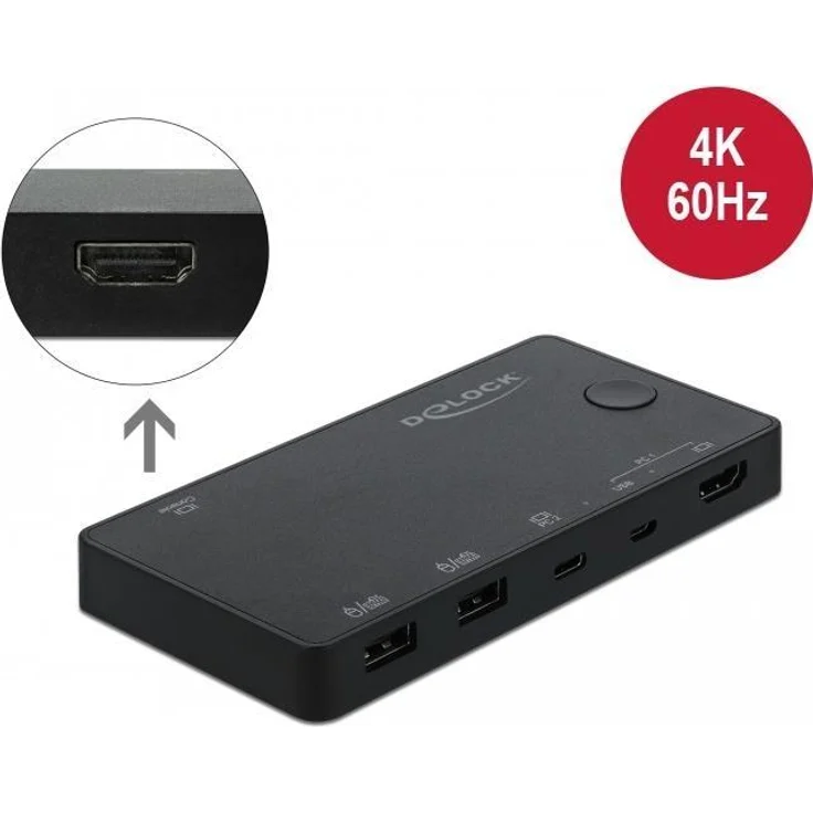 DeLOCK HDMI / USB-C KVM Switch 4K 60 Hz mit USB 2.0 (11477) – Bild 1