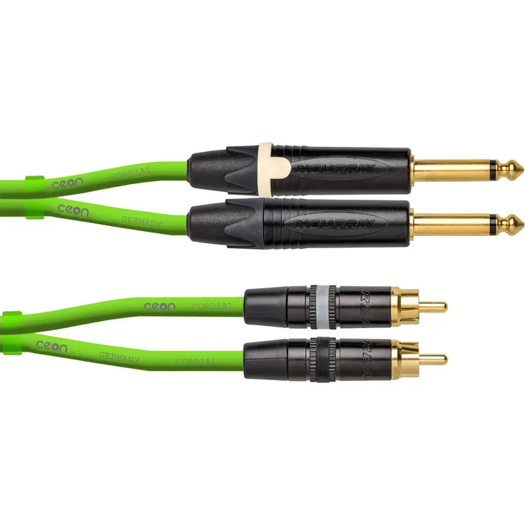 Cordial ENCORE ON DJ PLUG-RCA 1,5 G, 1,5 m, REAN 2 x Cinch gold - NEUTRIK 2x Klinke 6,3