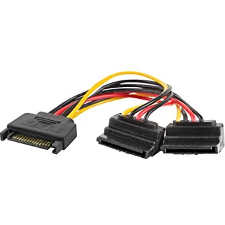 lanberg CA-SASA-10CU-0015 Sata (15Pol) Stecker auf Sata (15Pol) 90'' Buchse X2, 15 cm Mehrfarbig