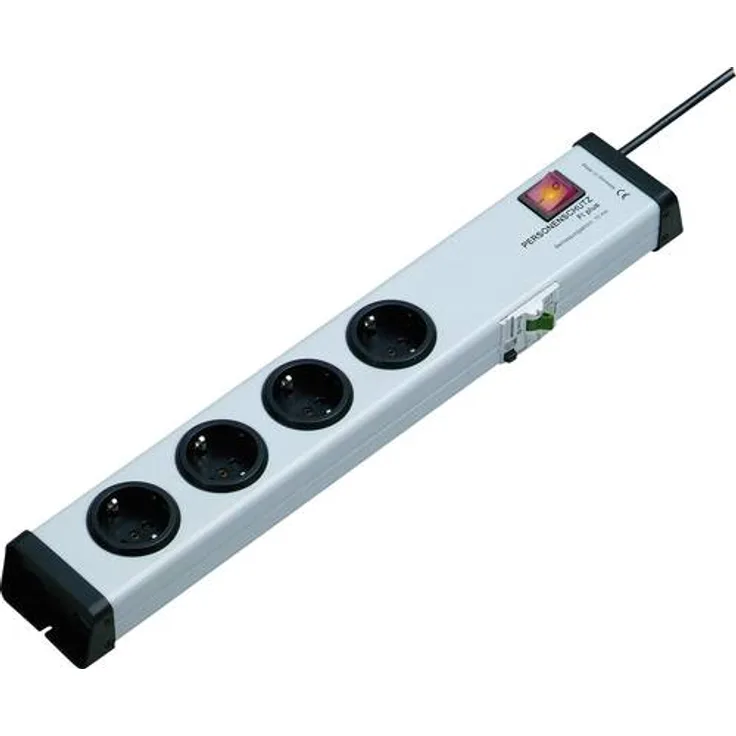 EHMANN 0220x00042301 Personenschutz-Steckdosenleiste 4-Fach mit integriertem FI-Schalter 10mA