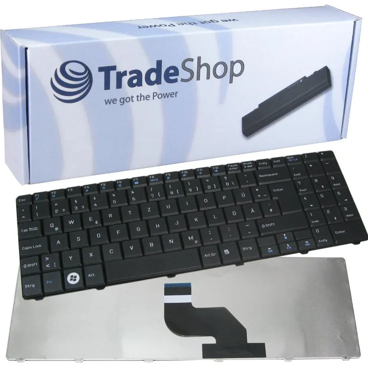 Trade-Shop Laptop-Tastatur / Notebook Keyboard Ersatz Austausch Deutsch QWERTZ für Medion Akoya E6215 E6217 E6221 E6222 E6227 E6228 E6234 E7220 E7222 H36 H36X H36YB P6625 P6634 P7818 (Deutsches Tastaturlayout)